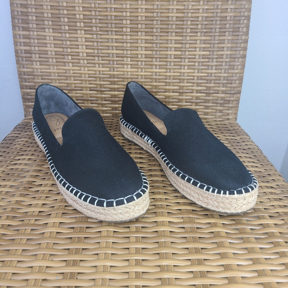 Joie Cara Shoes Flats Slip-On Memory Foam Sole Espadrille Canvas Black Size 9